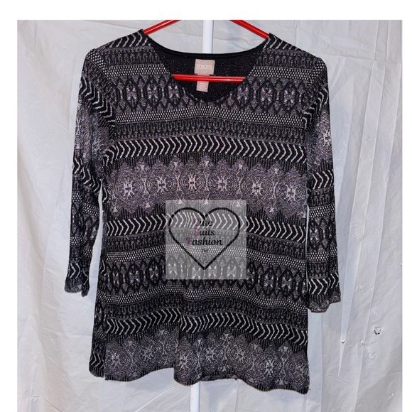 Chico’s vintage black and silver top - Picture 1 of 3